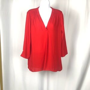 A.N.A. Coral Tunic Style Blouse Size M